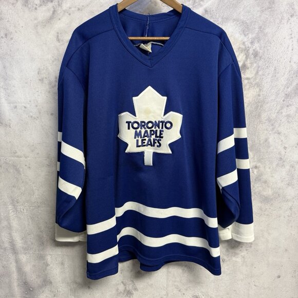 Vintage CCM Toronto Maple Leafs Jersey Mens Large Blue NHL 80s - Picture 1 of 16